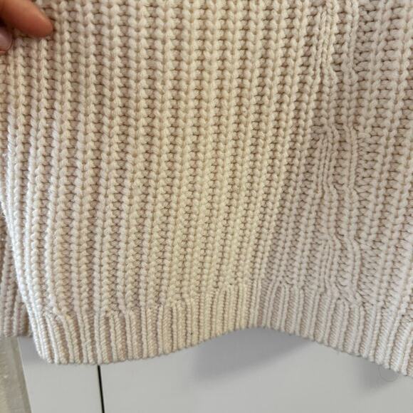 Equipment Femme 100% Wool Cable Knit Sweater Dolman Sleeve Cream Sweater Large - Picture 2 of 7